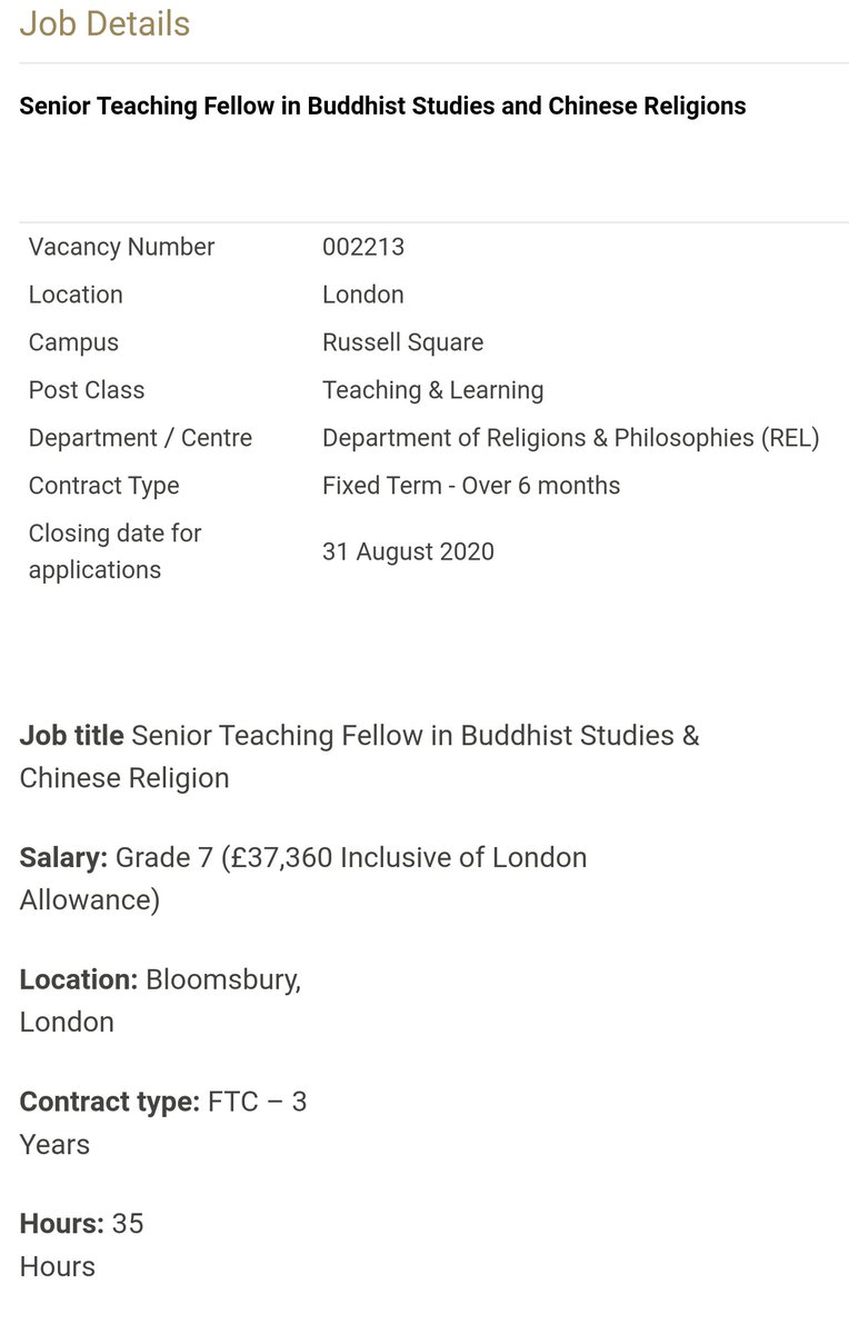 OxfordOCBS's tweet photo. An interesting teaching position at SOAS!
#Buddhism #London #AcademicTwitter https://t.co/z5pBanMR6w