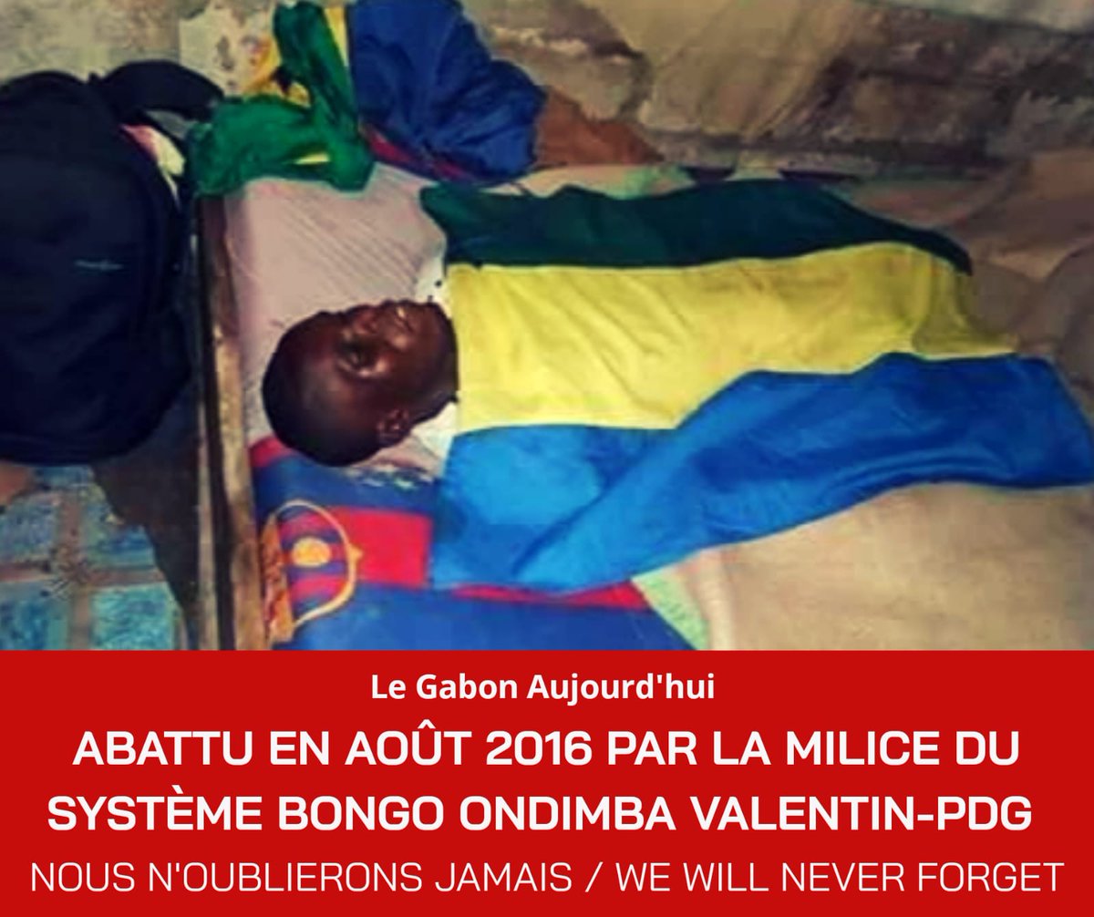 Jamais nous n'oublierons ça que #AliBongoEstMort a fait pour #Vote27082016 
#OnIraJusquAuBout #OnNeLacheRien #Résistance 
COMMEMORONS <a href="/PourNosMartyrs/">#CGRinternational</a> qui ont été LACHEMENT ABBATUS par #France à FRIC clan #BongoPDG #Dictature