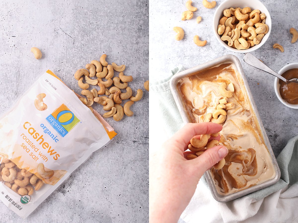 You’re going to love this Salted Cashew Ice Cream. It's rich, creamy, and filled with date caramel sauce and salted cashews. #ad Made with the best ingredients from <a href="/safeway/">Safeway</a> this ice cream is #vegan, #glutenfree, AND #paleo! bit.ly/2FWcOGx