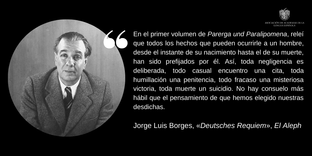 ASALEinforma's tweet photo. Un día como hoy nació el escritor argentino Jorge Luis Borges (1899-1986). Recordamos la presentación de la edición conmemorativa «Borges esencial» con la que la @RAEinforma y la ASALE lo homenajearon en el 30.º aniversario de su fallecimiento: https://t.co/8dVtw2BTN3. https://t.co/tff7JvKSIb