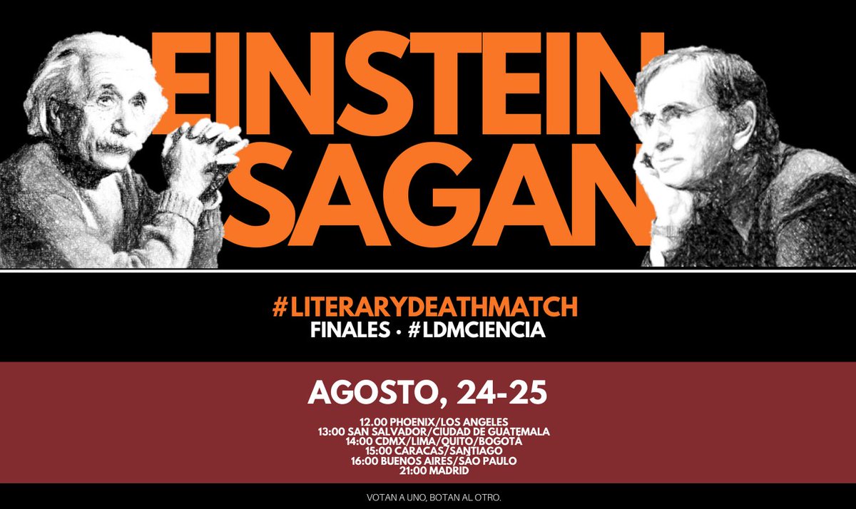 DiegoFonsecaDF's tweet photo. Tercera jornada de #LDMFinales en #LiteraryDeathMatch.
Meta-físicas, damos y caballeros.
#LDMFilo: Aristóteles/Nietzsche.
#LDMCiencia: Einstein/Sagan.
¿Masacres en nombre de la razón?
Hay 24 horas. A votar. https://t.co/YUQ5ySES0S