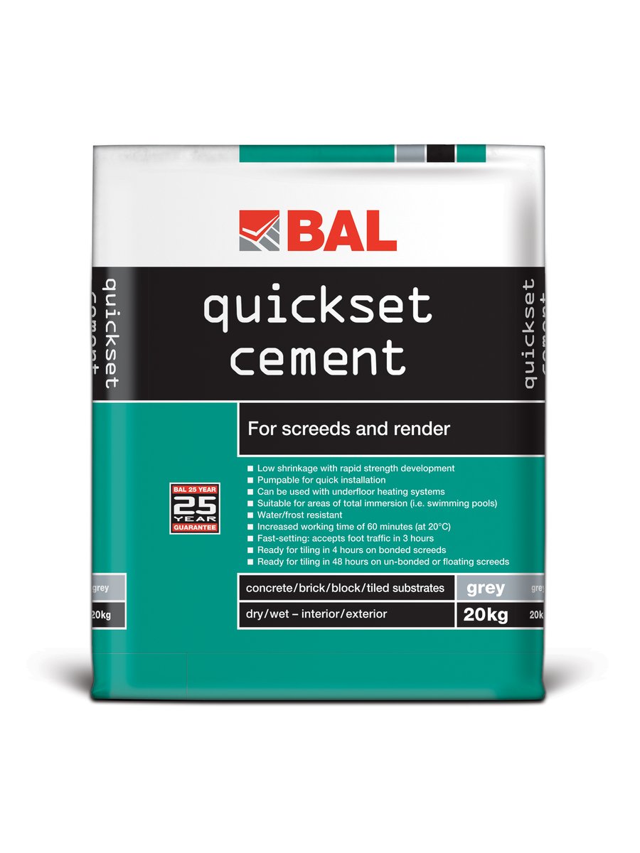 BALtiling's tweet photo. #Screeding or #rendering prior to wall or floor #tiling? BAL Quickset Render &amp; Quickset Cement are perfect for fast-track prep. 

Get on to that job sooner and get tiling in only 2 hours (with Quickset Render), and 4 hours with Quickset Cement. Low shrinkage for perfect prep!! https://t.co/quVVpCgtgC