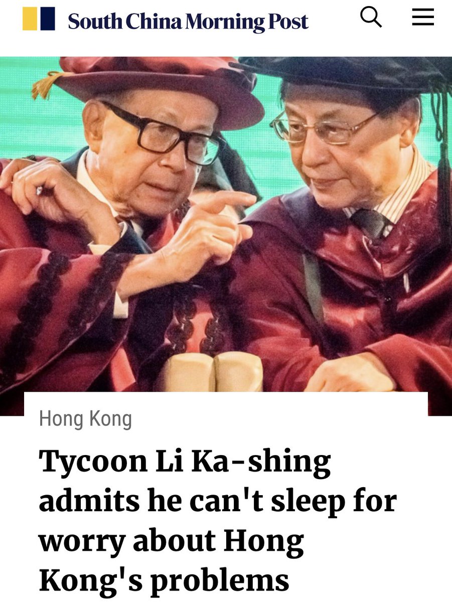 Here is the cherry on top. L. Heard you can’t sleep anymore. Don’t come here again.  https://www.scmp.com/news/hong-kong/article/1542102/tycoon-li-ka-shing-admits-he-cant-sleep-worry-about-hong-kongs