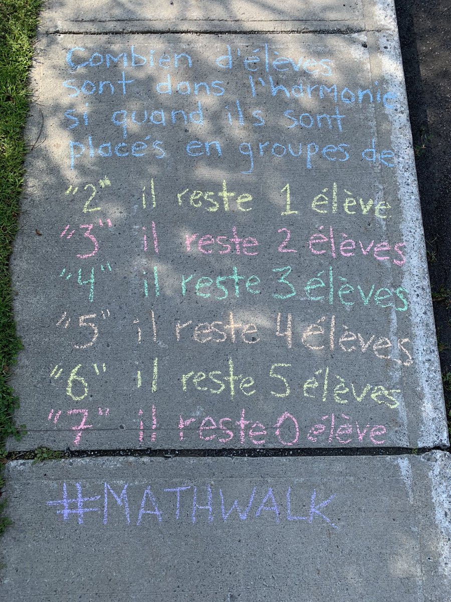 Le retour de #mathwalk dans mon quartier. 
The return of #sidewalkmath in my neighbourhood. Translated from a problem by <a href="/pgliljedahl/">Peter Liljedahl</a> <a href="/traciteacher/">Traci Jackson</a>