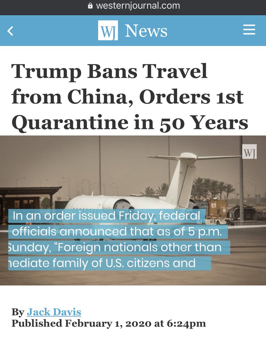 Don’t come here anymore. China travel ban?  https://www.westernjournal.com/trump-bans-travel-china-orders-1st-quarantine-50-years/