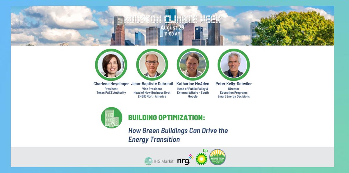 Join us on August 28th at 11:00AM–12:00PM CDT in honor of #HoustonClimateWeek webinar series! Our head of new business development, Jean-Baptiste Dubreuil will join leading experts in discussing the multiple benefits of green buildings. Learn more here: bit.ly/HOUClimateWeek