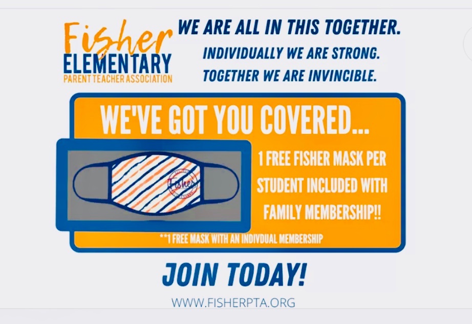 FisherElemPTA's tweet photo. We’ve got you covered ! Don’t forget to join the Fisher PTA and receive your masks 😷! We are more then halfway to our membership goal! #StrongerTogether 

https://t.co/RjUr6IIejn https://t.co/O4qOtwBy6A