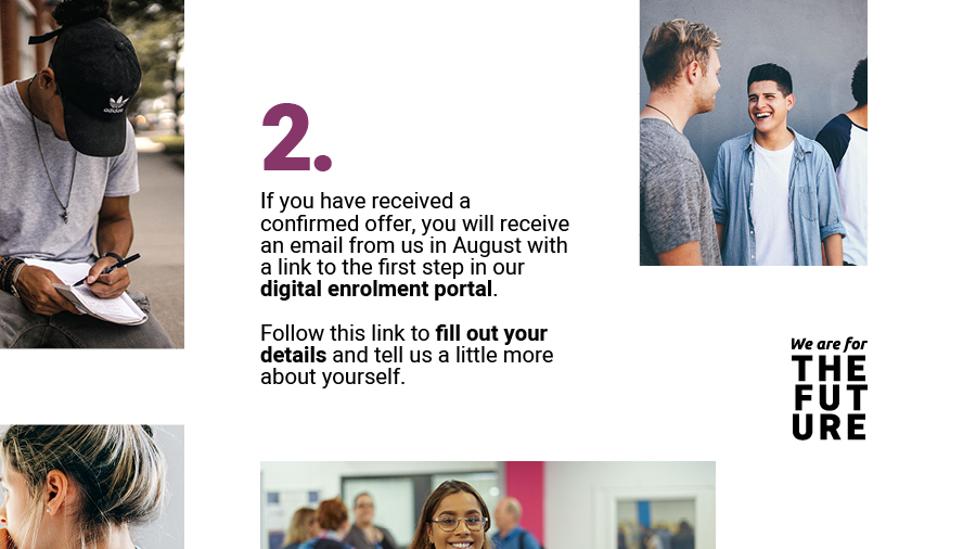 COLCollege's tweet photo. If you've received an offer from us, you should now be able to enrol and secure your place at the college. You'll then receive your welcome pack, including your timetable and start date for September! 🙌

Find out more: https://t.co/yI0fWOTzlU

#ForTheFuture https://t.co/3L86OVVODg