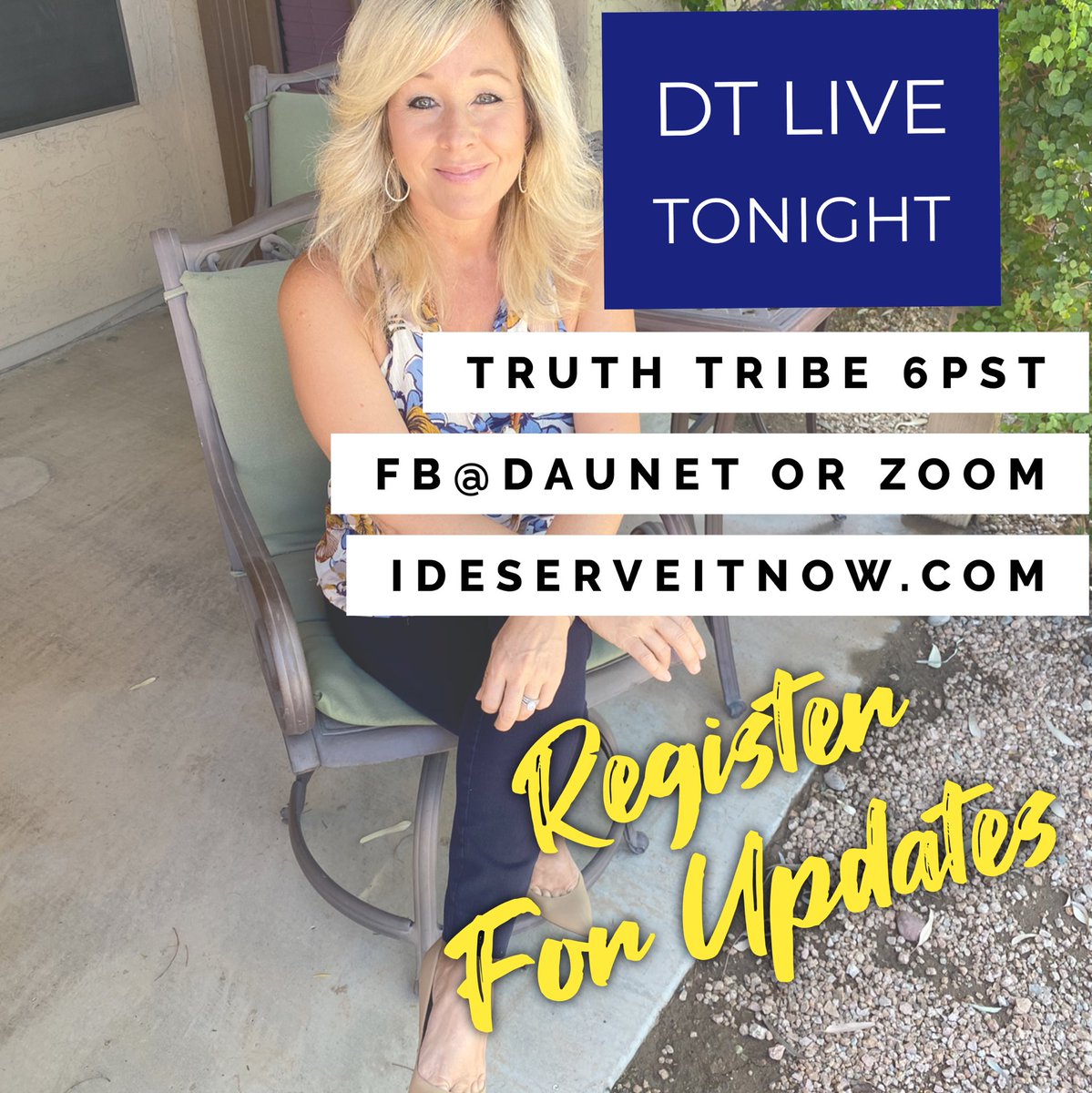 ideserveitnow's tweet photo. FREE MONDAY NIGHTS
Join Me LIVE β€οΈDT
TRUTH TRIBE
ππ¬πͺπ«
Monday 6PST
Topic:
Density Detox
Spirit lightens up body
Register zoom updates
πTRUTH Tribeπ
https://t.co/Z7MmseBEJd
βΎ
Orπ
Join @facebook/DauneT
β‘οΈ Link in Bio
βββββββ
#daunethompson #ideserveitnow #truthtribe https://t.co/1pvi1onQZ3