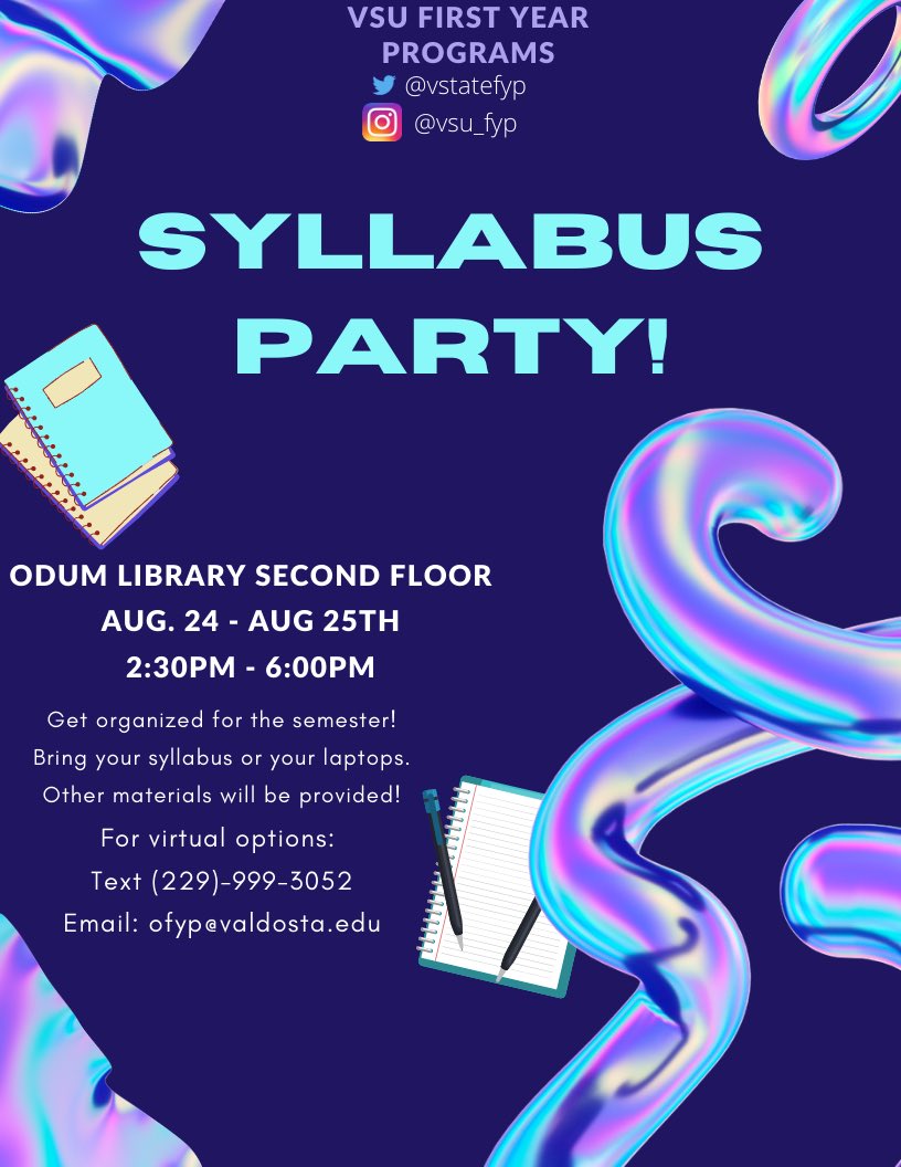 VStateFYP's tweet photo. Today in Odum! Come get Organized with us!! #VState #vsu24 #vstate24 @valdostastate https://t.co/NBQQpRrm4w