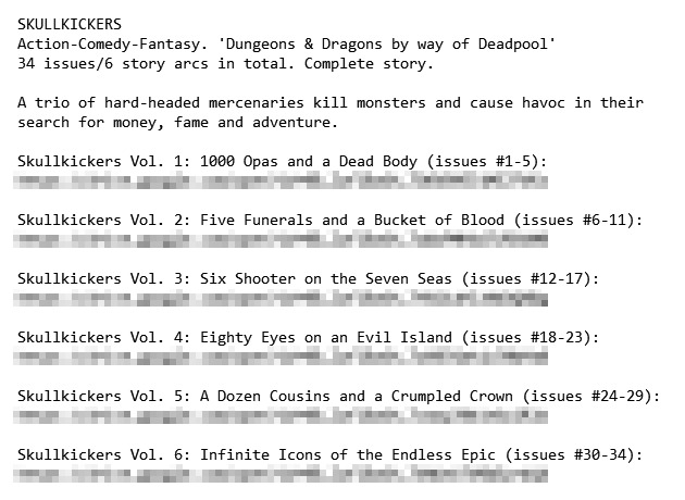 I also have bite-sized summary text and review PDFs of my creator-owned projects in a text file that I can cut and paste into an email at a moment's notice.(URLs hidden in the attached examples)