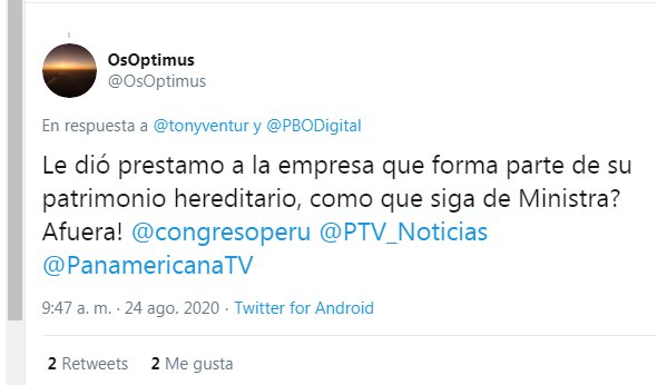 tonyventur's tweet image. @MonicaYaya: Es necesario que MEF #ToniAlvaL y la Pdte de #OSCEPeru renuncien o sean DESTITUIDAS a fin de facilitar las investigaciones en el caso de la CONTRATACIÓN de la empresa del PADRE de la Ministra. 

Es ILEGAL BORRAR del SIAF los PAGOS realizados, ALTERANDO las pruebas.