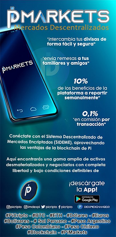Aivlistorr's tweet image. Saturado de revisar las nuevas criptodivisas? #PiMarkets te brinda transparencia al hacer tus operaciones, preservando su unidad contable, de cambio y reserva de valor. #Picripto #Dólares #Euros #Remesas #Venezuela #Argentina #Chile #Colombia. 
@PiCripto