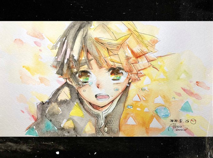 そらあかねさんがTwitterに投稿した我妻善逸(鬼滅の刃)のイラスト。