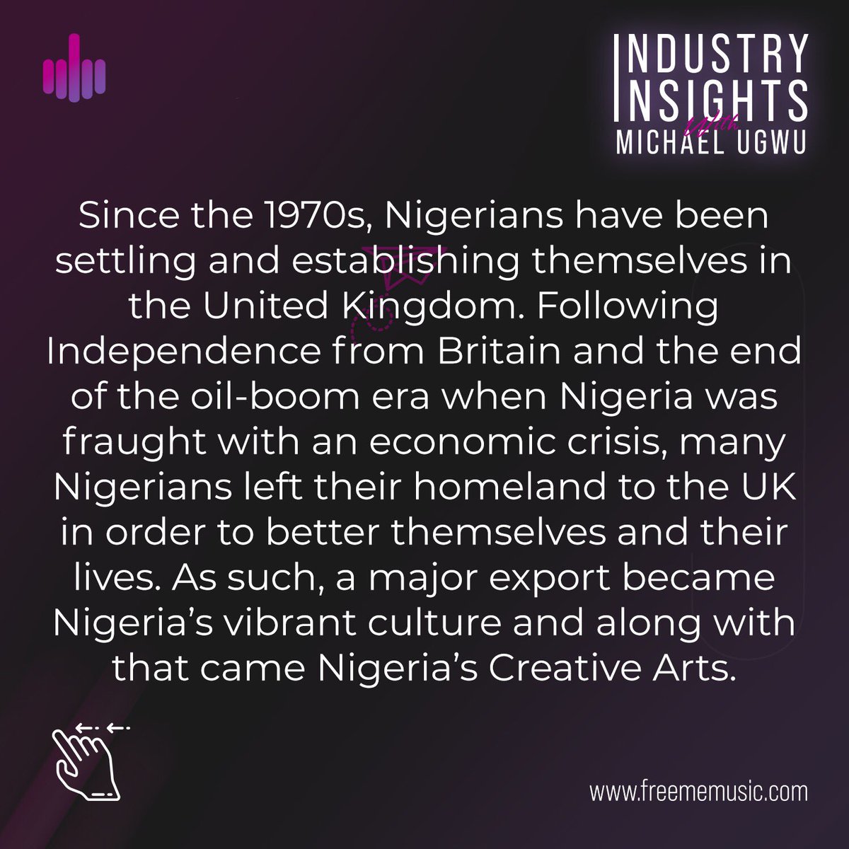 wearefreememsq's tweet photo. The expansion of #Afrobeats globally has become one of the most evident achievements for the genre, so far.
Here’s a perspective from our CEO @iam_magicmike on how music travels and the special relationship between #Lagos and #London
#FreemeMusic #CreativityUnchained https://t.co/AFzCTZUvNX