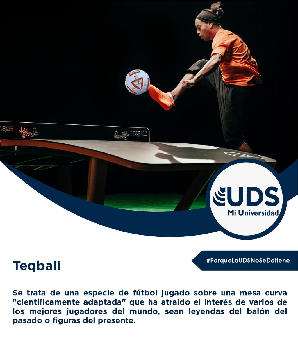 #PorqueLaUDSNoSeDetiene 💙

Se trata de una especie de fútbol jugado sobre una mesa curva "científicamente adaptada" que ha atraído el interés de varios de los mejores jugadores del mundo, sean leyendas del balón del pasado o figuras del presente.⚽️👍

#UDSMiUniversidad #Deporte