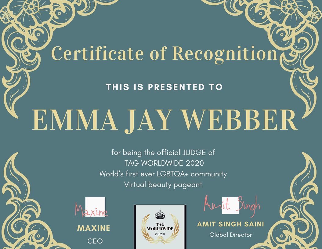 UK_pageantgirl's tweet photo. Thank you so much 🙏🏻

Posted @withregram • @tagworldwide20 We are pleased to acknowledge our beautiful judge @uk_pageantgirl . 
Emma is very intelligent and helpful soul, it was a pleasure having you on board with us during this TAG WORLDWIDE 2020 journey .
#pageantjudge #lgbt https://t.co/v0jkqA6Bob