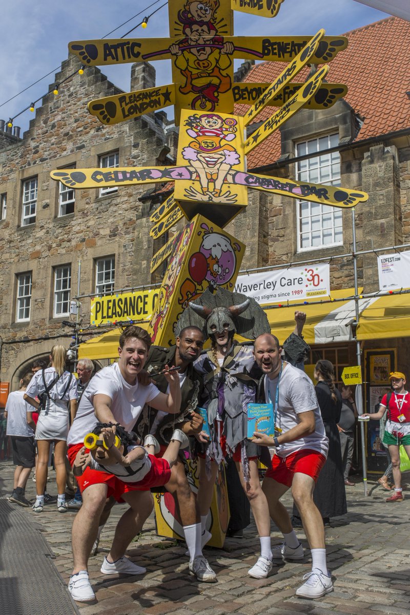 The  <a href="/ThePleasance/">Pleasance</a> need help to reach their Crowdfunder target, with 30% going directly to artists! You can donate £5 towards the Golden Ticket raffle, helping them &amp; us return to <a href="/edfringe/">Edinburgh Festival Fringe</a> in 2021. Here's our dastardly dinos in the courtyard last year!

bit.ly/30aLef8