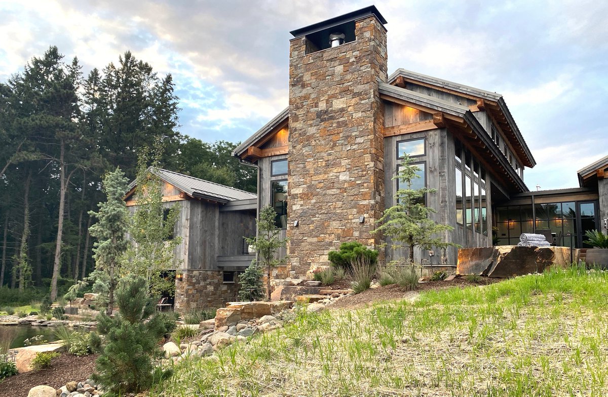 HendelHomes's tweet photo. Another view of this newly constructed Montana Modern beautiful home @hendelhomes @jamesmcnealarchitecture #customstone #reclaimedwood #rusticmodern #montanalodgehome https://t.co/EgoIrxJuiN