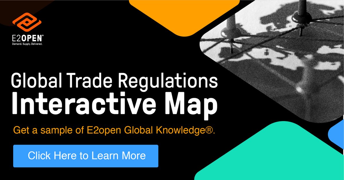 We are proud to announce the launch of E2open’s interactive Global Trade Content map! Catch a glimpse of how extensive E2open’s Global Knowledge® database goes with some samples of trending global trade topics like #USMCA! bit.ly/3jaHn9u