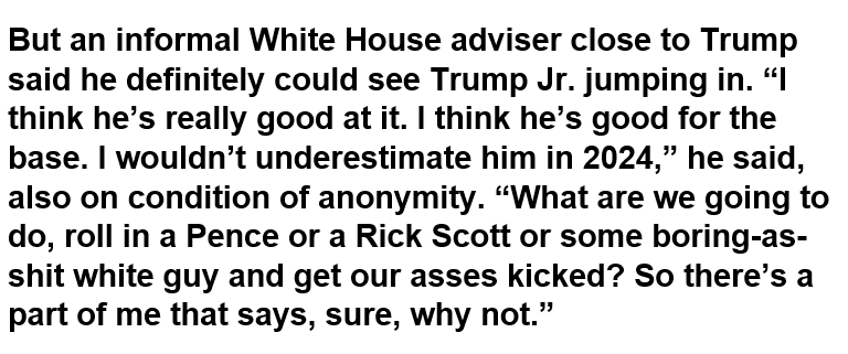 S V Date On Twitter Lots Of Establishment Republicans Roll Their Eyes At The Idea Of Donald Trump Jr Running They Are Not Taking This Seriously Enough Https T Co Zbqqglavh7