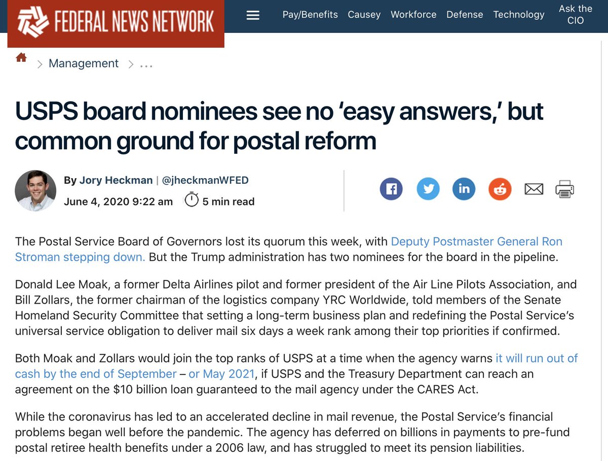 I’ve told folks it’s important to read Federal News Network. Moak and Zollars were in the pipeline when readySo, you have Airline and trucking all after the same thing.AND we own a portion of YRC b/c not supporting them is a national security risk per Acting DOD Espers4/