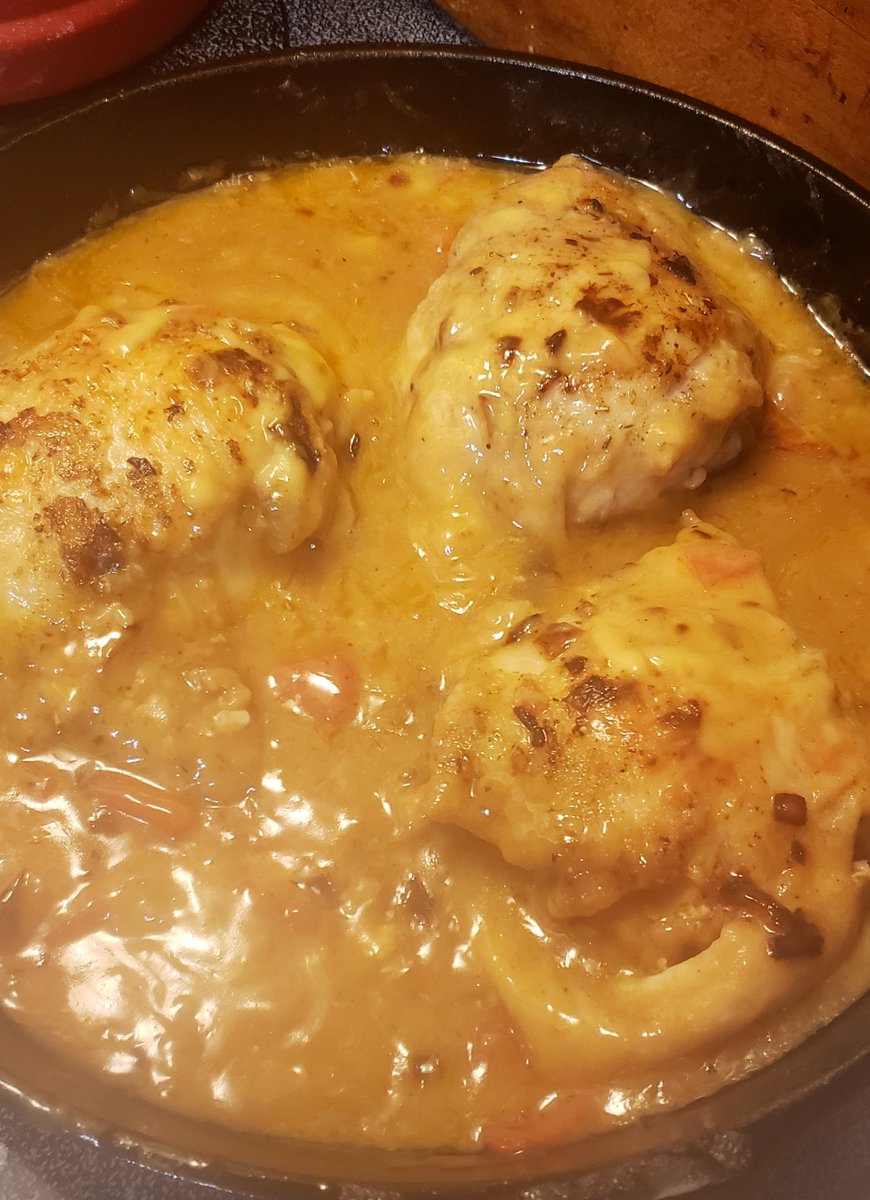 Once again, a pleasant surprise when the cook time was over and I lifted the lid. The chicken was cooked, the sauce looked terrific, and a little sample of the sauce tasted great. No need to add any other seasonings before serving.