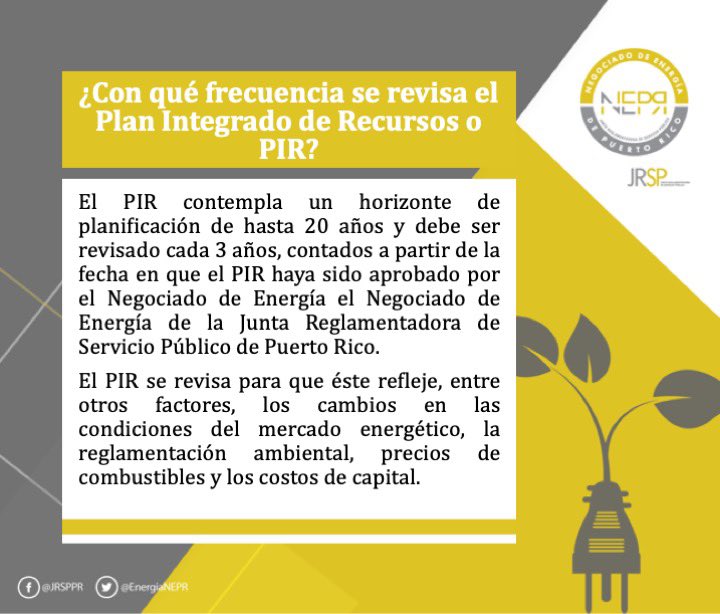 ¿Con qué frecuencia se revisa el  #PIR?