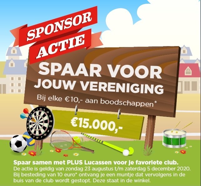 Check de sponsoractie bij PLUS Lucassen en steun HOVOC! Van 23 augustus t/m 5 december 2020 krijg je bij iedere €10,- aan boodschappen een muntje. Dit muntje kan in één van de buizen achter de kassa’s worden gedoneerd. Alvast bedankt voor je bijdrage!