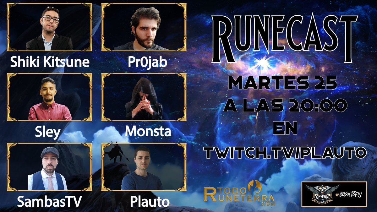 Mañana dos de nuestros chicos de #LegendsOfRuneterra y unos acompañantes de lujo estaran comentando las nuevas cartas y runecasteando un poco❗

No os lo podéis perder 🧡

Todo esto en colaboración con @TodoRuneterra en el canal de <a href="/PlautoGM/">Plauto</a> 🦅

💻 twitch.tv/Plauto