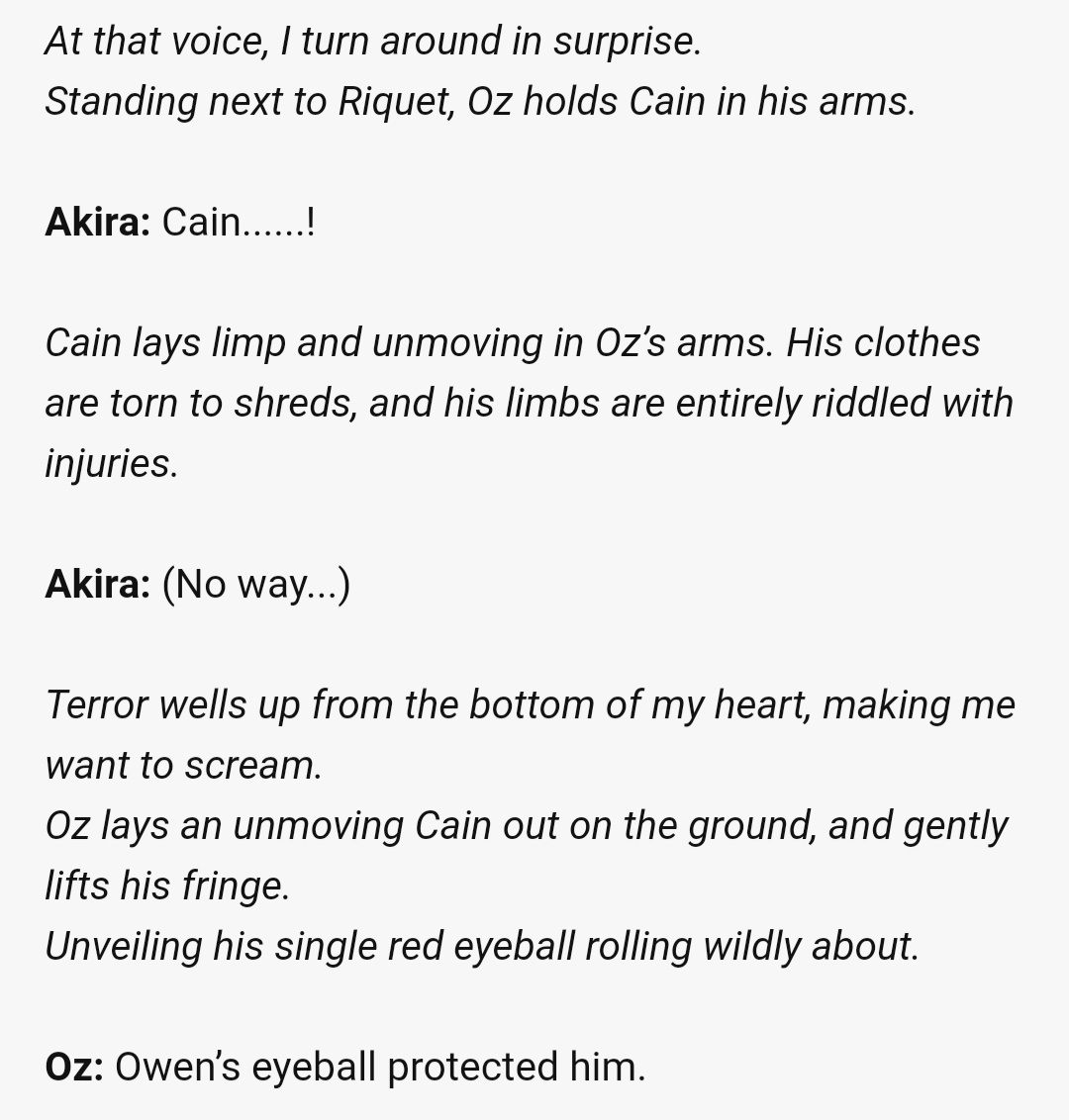 bc in the religious tradition the mark of cain serves the purpose of protecting cain after having become a fugitive bc of his crimes against godwhich. owen's eye protecting cain from getting killed + cain getting expulsed from the knightstl:  https://healingbonds.dreamwidth.org/75269.html 