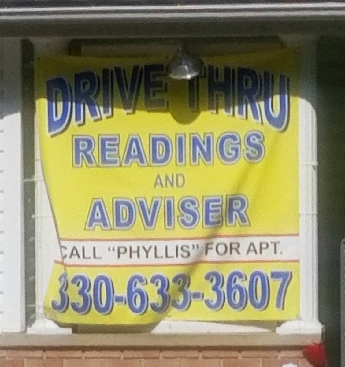 SweetRobin110's tweet photo. "Phyllis" should have used her supernatural powers to check before purchasing a sign with errors🤦🏼‍♀️#proofread #spellingcounts #abbreviations #punctuationabuse @NanceeA @SpellchekPolice @proofreaderssoc @GrammarMonkeys @PoorlyProofedNY https://t.co/4ArQOXUYGn