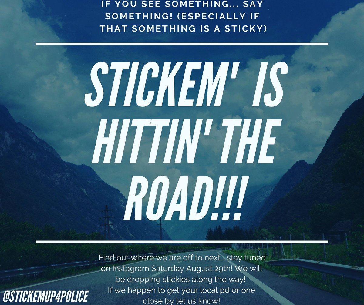 StickEmUp4PD's tweet photo. We are hitting the road! Will we leave a sticky note on a police car at a department near you? You'll have to wait and see! Follow us on Instagram! 
#stickemup4police #backtheblue #thinblueline #bluelivesmatter #defendthepolice #policesupport #policeposts https://t.co/vgDxQcNV8z