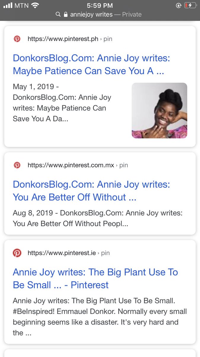 realanniejoy's tweet photo. You can google AnnieJoy writes! Soo many articles will pop up. You can also google Annabella Ohene Djan to read my few journalism related pieces! 

And you can follow me on all social media platforms at @realanniejoy! https://t.co/bjWVVOOK7w