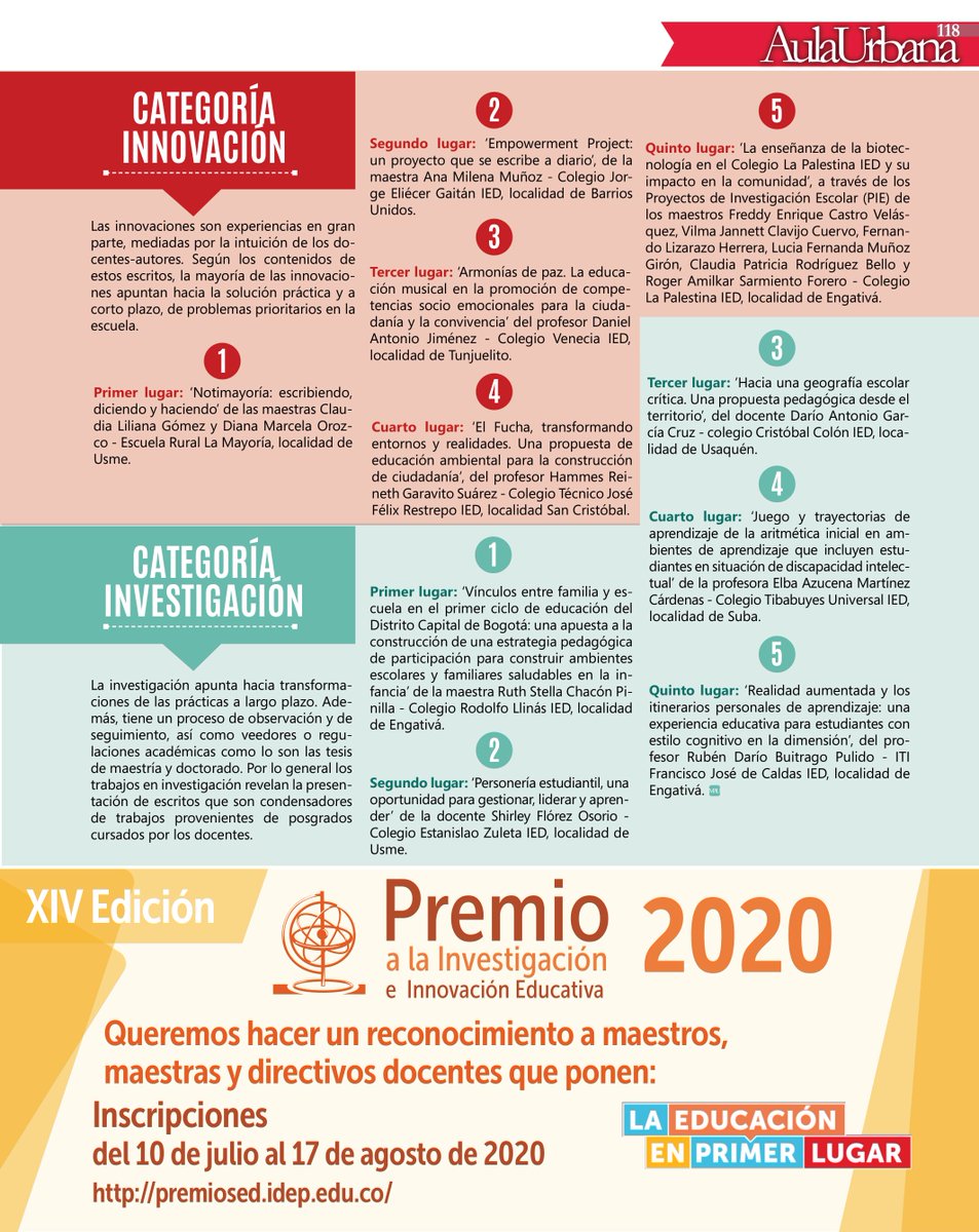 🌡️ El Premio a la Investigación e Innovación Educativa se ha convertido en un verdadero termómetro de la educación en las aulas. 

Solo en los últimos 4 años recibió 1.050 propuestas y premió a 63 docentes, con más de $1.100 millones. Este es su impacto: bit.ly/2EljT2M