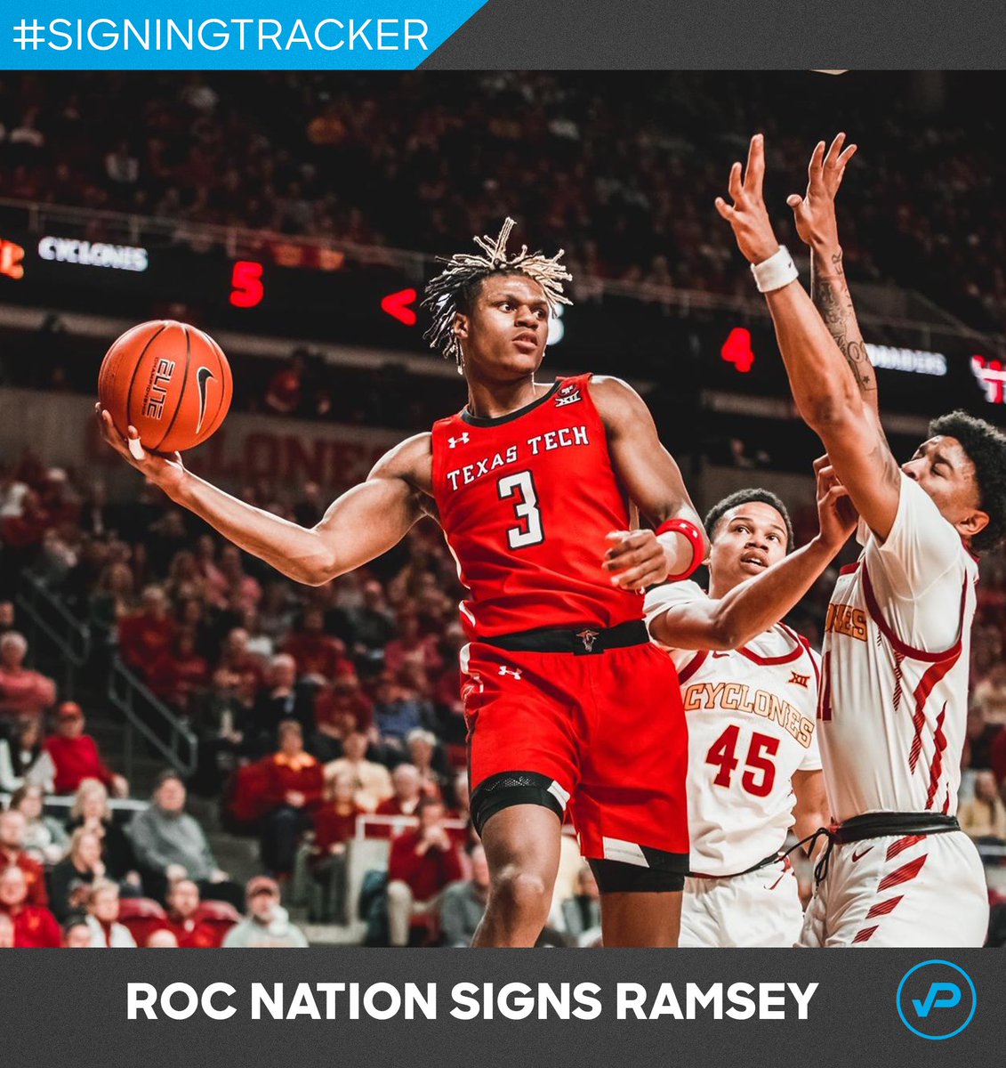 ProsharkSports's tweet photo. #SigningTracker Roc Nation signs Texas Tech G Jahmi’us Ramsey.

Earlier this month, Ramsey decided to keep his name in the 2020 NBA Draft. A big year in the Big 12 last year makes way for a big partnership, as he signs with Roc Nation for his representation. https://t.co/XfsvoJMsBG