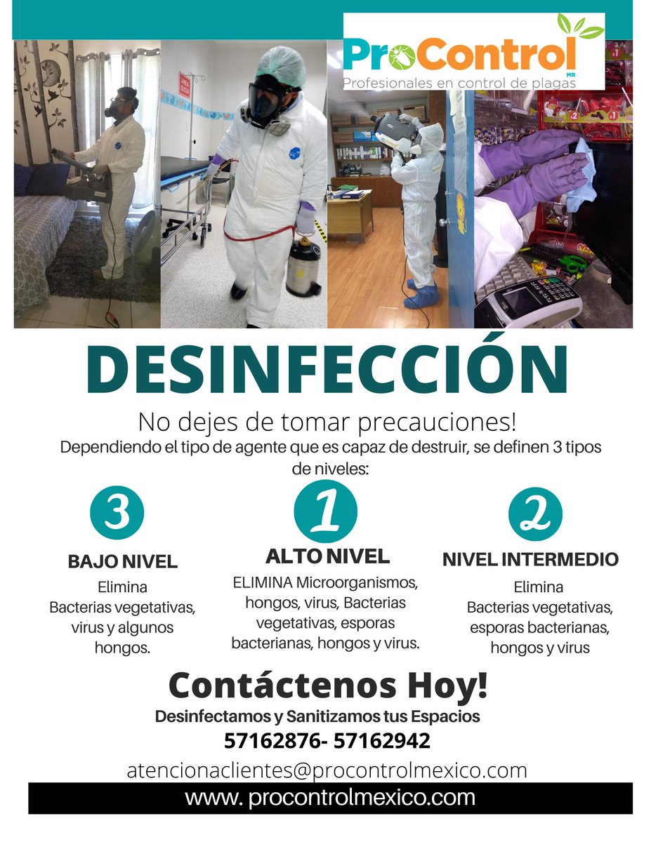ProcontrolM's tweet image. En ProControl aún tomamos precauciones!

Solicita un servicio de Desinfección Patógena de Alto Nivel con nosotros!

        Contáctenos hoy!
          
#Sitecuidastunoscuidamostodos  
                #SanitizayDesinfectatusEspacios