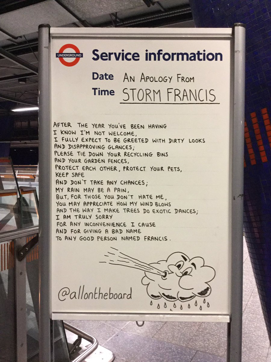 Despite having a fantastic name, here’s an apology from Storm Francis for any inconvenience it causes to you. <a href="/allontheboard/">All On The Board</a> 

#StormFrancis #Storm #Francis #Weather #allontheboard
