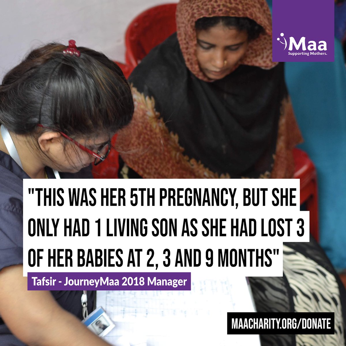 maaglobal_'s tweet image. Many mothers in Bangladesh experience miscarriages frequently, finding it difficult to access healthcare during their pregnancies. At Maa, we want every mother to know the red flag symptoms of pregnancy and to access aid when they need it. Donate now at maacharity.org/donate