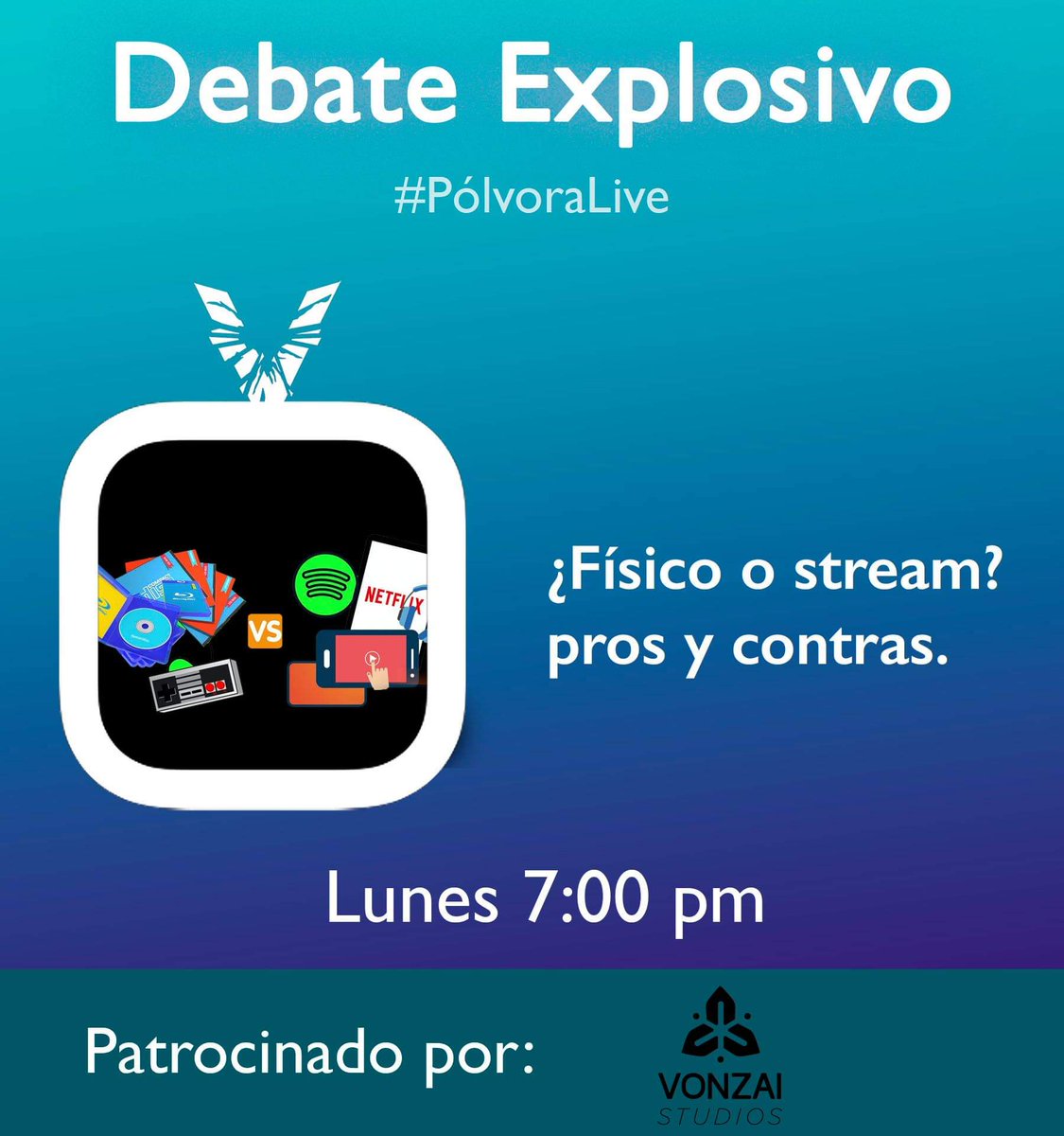 PolvoraRock's tweet photo. ¿Comprar el disco de tu artista favorito en una sola exhibición, o pagar mensualmente para ponerlo una y otra vez? 🤔
Hoy en #DebateExplosivo, pros y contras del físico vs stream. Descúbre cuál te conviene más a las 7pm por nuestro IGTV.
Habrá regalitos de Vonzai Studios😍 https://t.co/9MU3r4SuaI