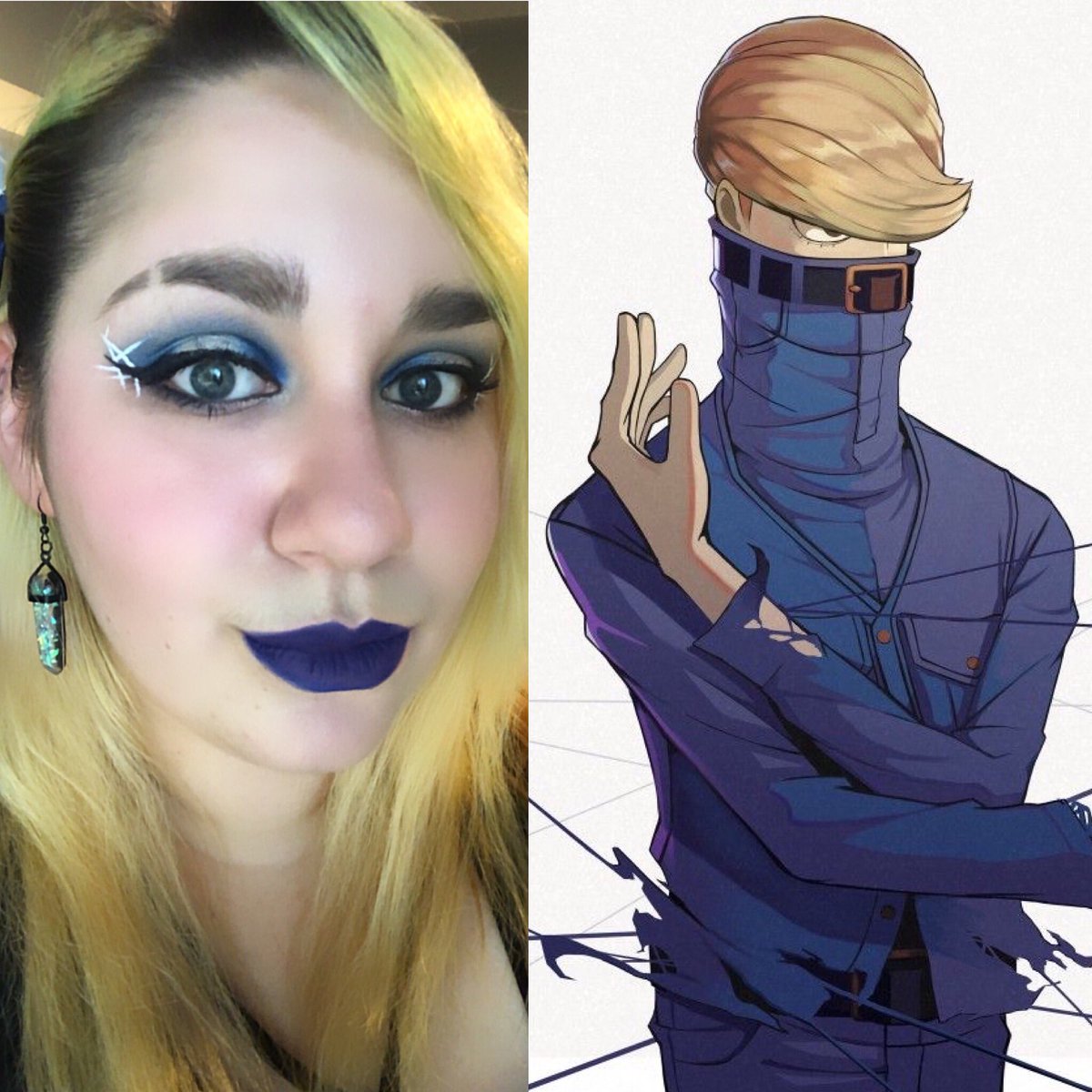 #BestJeanist inspired #MyHeroAcademiaMakeup. Used lines around the liner to imitate threads. Eyes: #ConspiracyPalette #MiniControversyPalette #JawbreakerPalette Lips: #JeffreeStarCosmetics #MyHeroAcademia #mha #BokuNoHeroAcademia #bnha #hakamadatsunagu #anime #makeup #manga