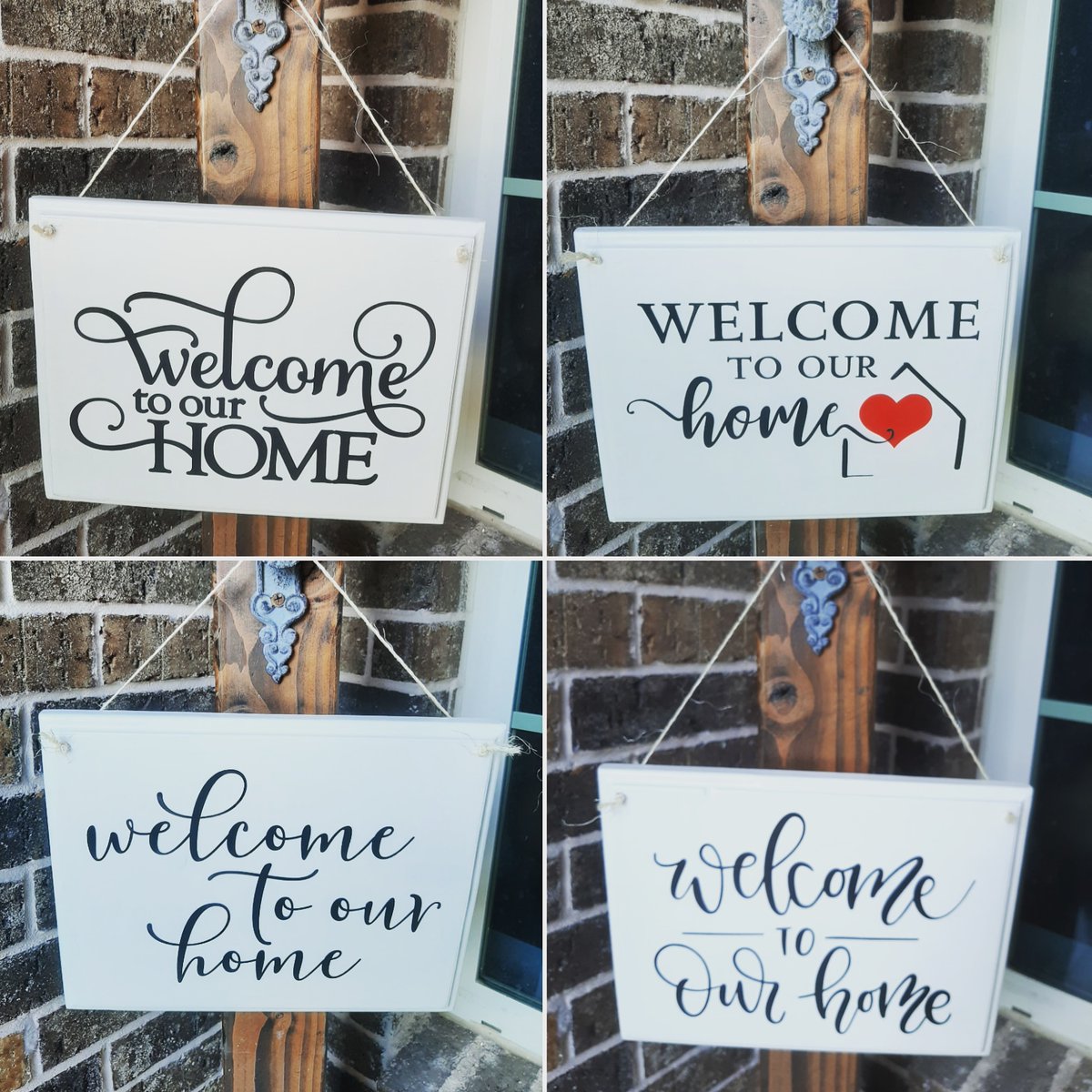 I was asked to make 4 welcome posts. The one with the red heart is a new design I created for this set ❤️

#welcomesign #welcomesignpost #porchdecor #welcometoourhome #realtor #closinggift

#studio26designco #custom #personalized #homedecor #fatetx #itsfate
