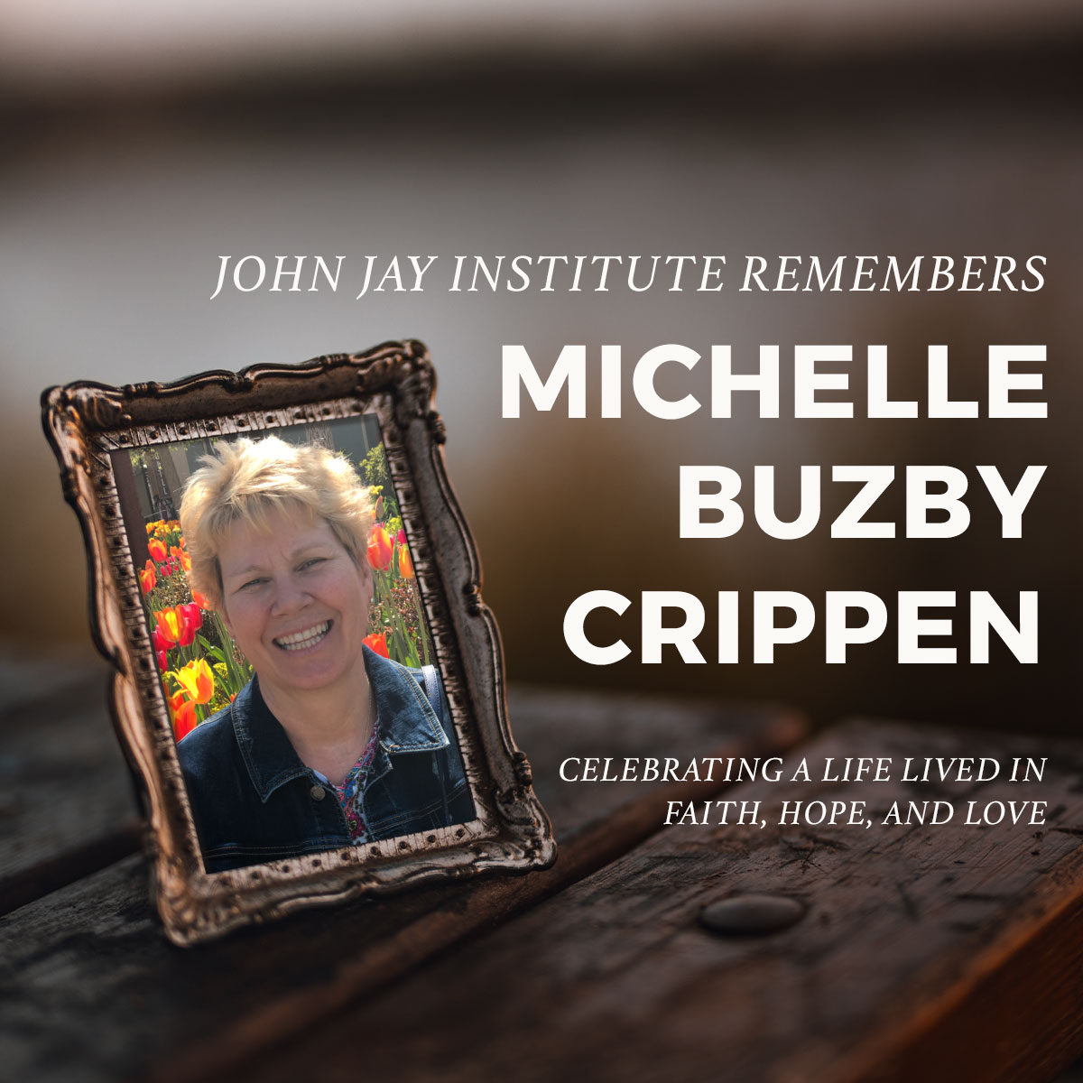 JohnJayInst's tweet image. It's with deep sadness that John Jay Institute shares news that Michelle Crippen, beloved friend and wife of our founder, Fr. Alan Crippen, has lost her battle with cancer. While we grieve today, we rejoice that victory over death has been secured on her behalf.