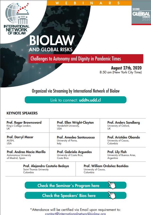 BioderechoRed's tweet photo. 📣All invited to this great event!  #biolaw #Bioethics https://t.co/JSCNd2J5u0