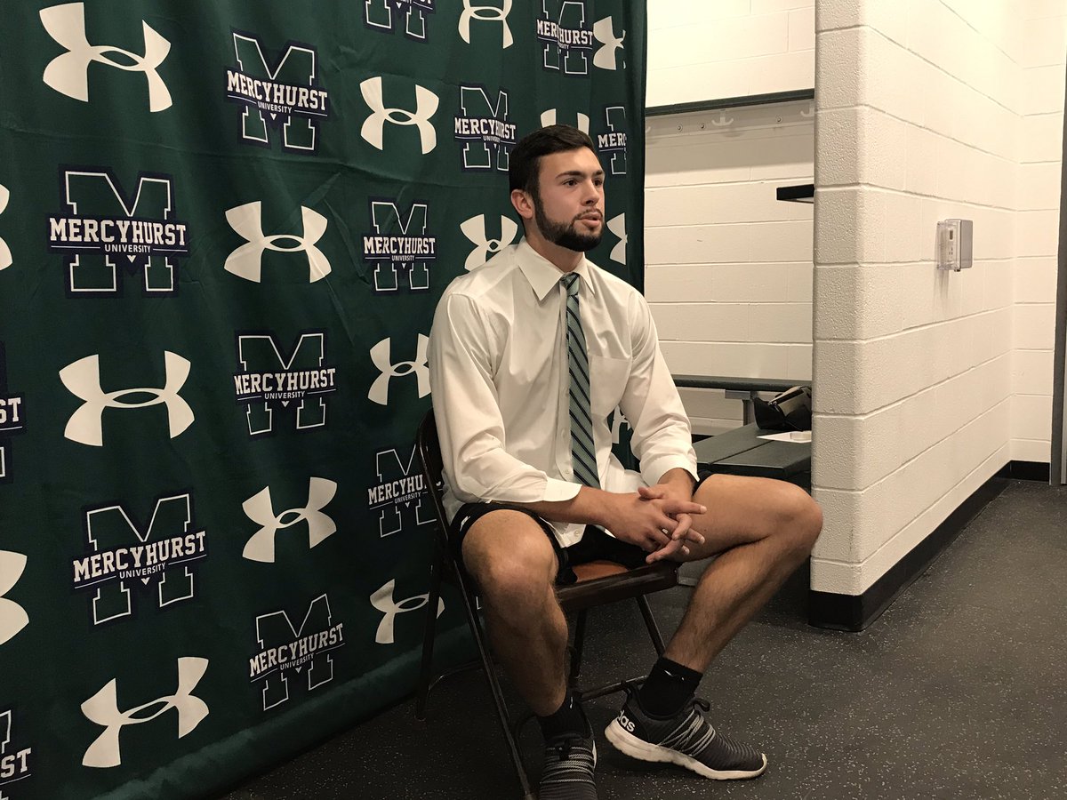 HurstAthletics's tweet photo. Media Day number one for @MercyhurstFB! ☘️ 🏈 https://t.co/sIybspbn14