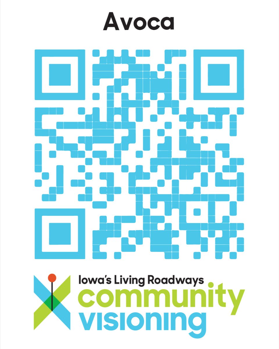 CommunityVisio2's tweet image. Proposed designs for Avoca are on display this week in town and on the Avoca community visioning webpage. Scan the QR code below and check them out!

#CommunityVisioningProgram #CommunityVisioningAvoca #CommunityVisioning2020 #IowasLivingRoadways #CommunityDrivenDesign