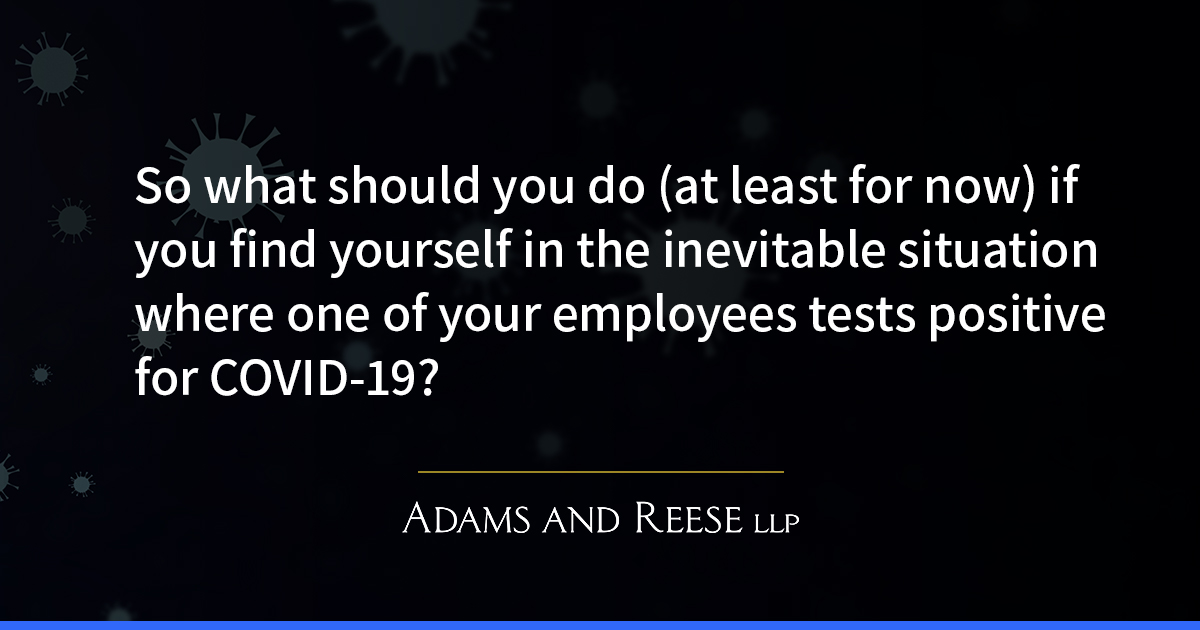 adamsandreese's tweet photo. As the pandemic continues, it seems like the “guidelines” from the CDC are constantly changing. What should employers do now if an employee tests positive for #COVID19? Greg Rouchell shares practical pointers: https://t.co/eUwMJyRHFb #coronavirus #employmentlaw #management https://t.co/mqRuoarjzl