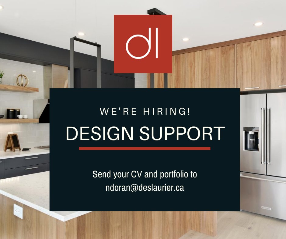 We are #HIRING a Design Support Specialist out of our Ottawa location!

The purpose of this role is to assist our Designers in building and growing a network of clients through inspired design and exemplary service.

Please send your resume to ndoran@deslaurier.ca