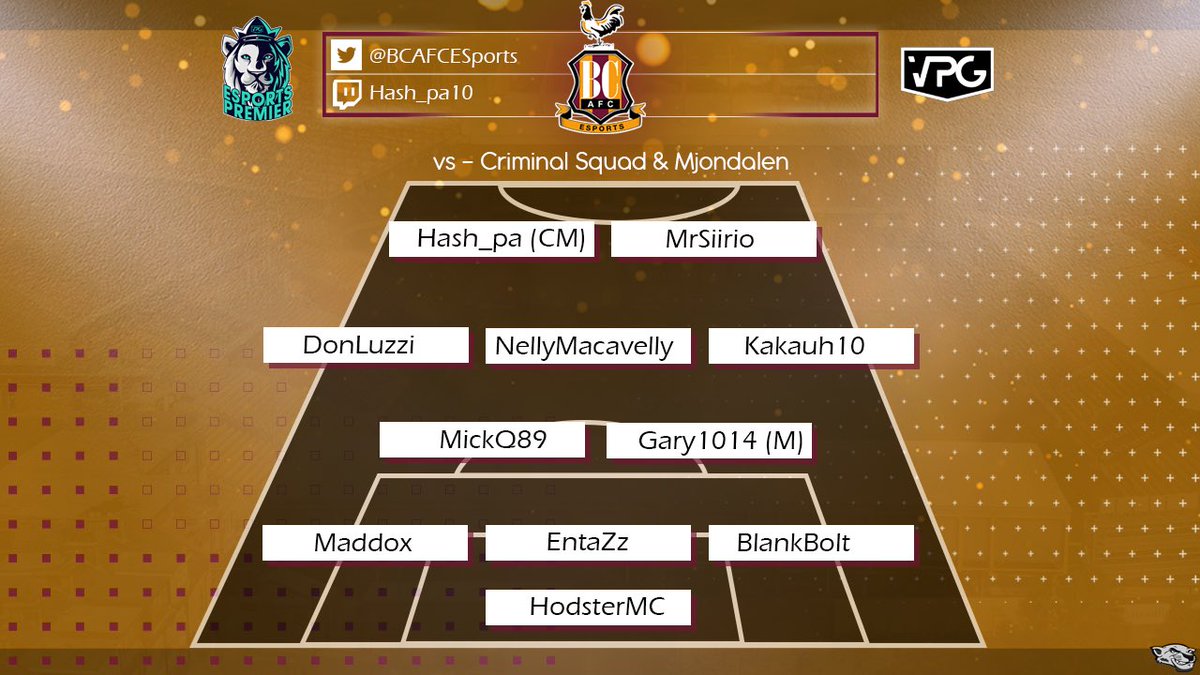 BCAFCeSports's tweet photo. It’s Matchday in the @OfficialVPG season! 🟠🟤

🏆| @VPGPremier 
🆚| @CriminalSQD 
⏰| 8:45pm

🏆| @VPGPremier 
🆚| @MifProClubs 
⏰| 9:15PM

📺| Live tonight on👇

https://t.co/lmtluF917O

@officialbantams | #CityForAll https://t.co/31V1cFy4el