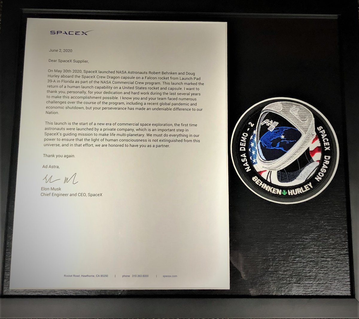 This just made our week! We are proud partners with #spacex!